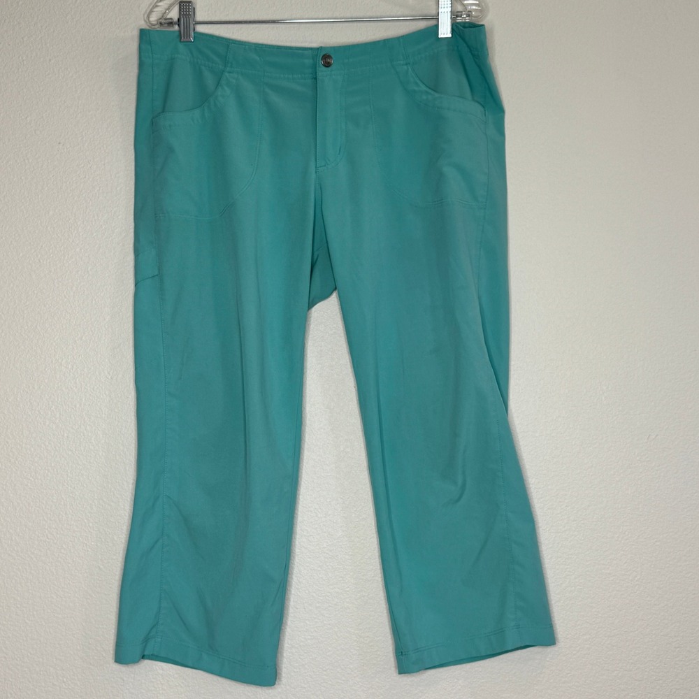 PATAGONIA Cropped Capri Lightweight Pants 12 Aqua Mint Pockets Outdoor Hiking